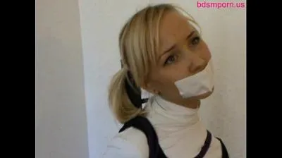 Cute Teen Girl Frogtied and Tap Gagged